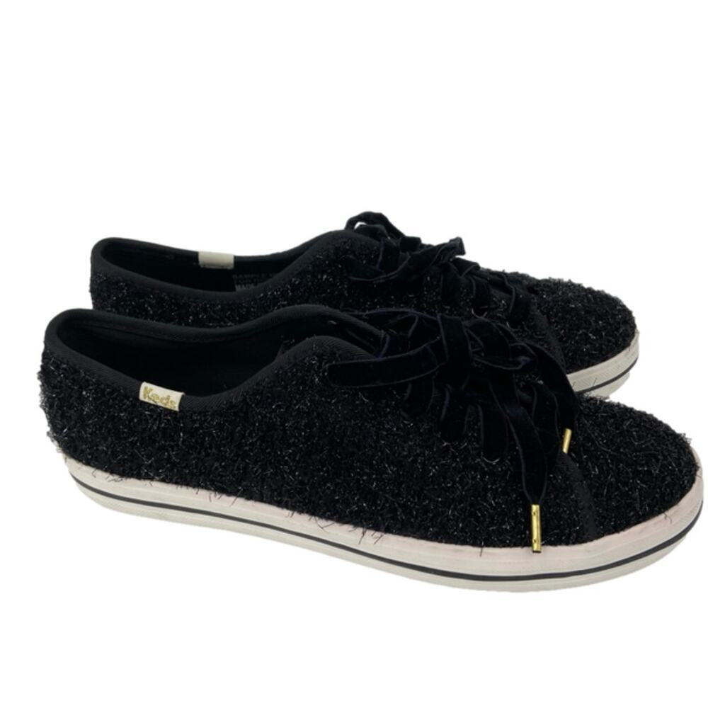 Keds x Kate‎ Spade Sneakers Women's Size 7 Black Shimmer Canvas Lace Up Comfort